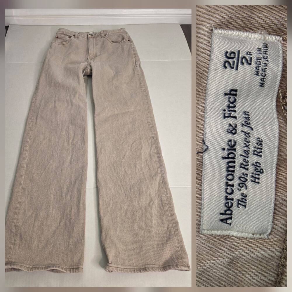 Abercrombie & Fitch Jeans SZ 26 Brown Tan 90s Relaxed Straight High Rise